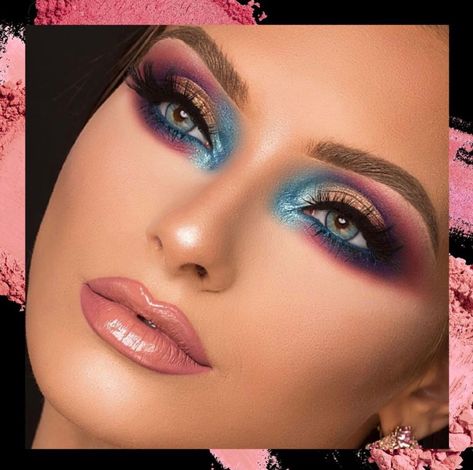 Turquoise & pink eye makeup Pink And Turquoise Eye Makeup, Purple And Turquoise Makeup, Pink And Teal Makeup Looks, Pink And Teal Eyeshadow, Turquoise Eye Makeup, Music Video Makeup, Turquoise Makeup, Teal Eyeshadow, Teal Makeup