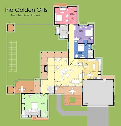 Southgate Residential: TV and Movie Houses: The Golden Girls Golden Girls House, Practical Magic House, Movie Houses, Small House Blueprints, Contemporary Bedroom Sets, Small House Living, Girls Dollhouse, Garage Bedroom, Magic House