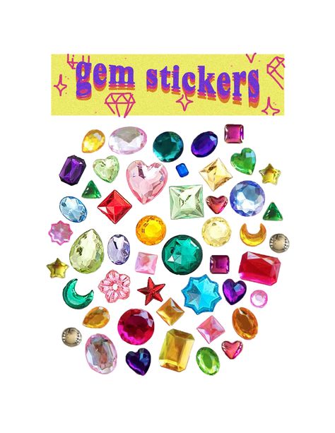 90s Stickers Png, Gem Stickers, Y2k Stickers, Acrylic Gems, Scrapbook Stickers Printable, Design Website, Sticker Collection, Aesthetic Stickers, Sticker Pack