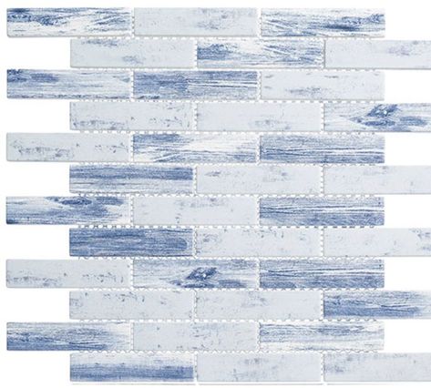 Harvest Wash Series from Glazzio Tile. Love it? Visit our showroom to see it in person or visit our website to start your remodel today! https://buildersflooringanddesign.com/ Mosaic Backsplash Kitchen, Blue Backsplash, Beach House Kitchens, Glass Brick, Cobalt Glass, Mosaic Wall Tiles, Glass Tiles, Vintage Bathroom, Beautiful Tile