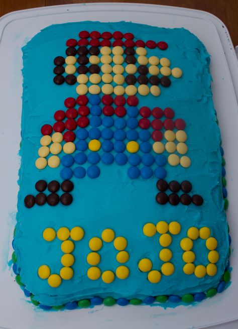 I saw this on the internet, & if I can do it, anyone can! Looks cool & easy to make. Diy Mario Cake Easy, Mario Cake Easy, Diy Mario Cake, Mario Brothers Cake, Easy Birthday Cake, Mario Birthday Cake, Mario Cake, Easy Birthday, Cake Easy