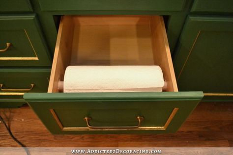 Drawer Inspiration, Towel Holder Diy, Paper Towel Storage, Drawer Paper, Diy Towels, Kitchen Paper Towel, Towel Holders, Kitchen Drawer Organization, Kitchen Paper