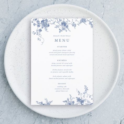 Dusty Blue, Vintage Blue, Elegant 5x7" Wedding Table Menu Cards Flat Menu Elegant Calligraphy Eat and Drink Wedding Menus | Simple Calligraphy Rustic Wedding Menus Wedding Menus, Rustic Wedding Menu, Floral Wedidng Menu, Wedding Table Menu Vintage Blue Wedding, Engagement Party Menu, Blue Wedding Table, Drink Wedding, Rustic Wedding Menu, 21 Dinner, French Chinoiserie, Wedding Table Menus, Blue Menu