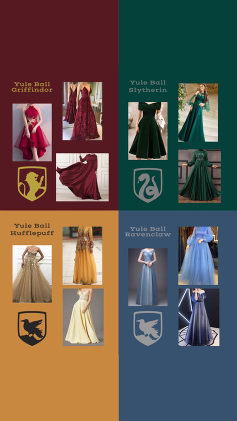 Hogwarts House Bridesmaids, Slytherin And Ravenclaw Wedding, Hogwarts Dresses Yule Ball, Hogwarts House Outfits, Harry Potter Bridesmaid Dresses, Hufflepuff Dress Yule Ball, Harry Potter Yule Ball Outfit, Harry Potter Prom Dress, Room Ideas Shoes