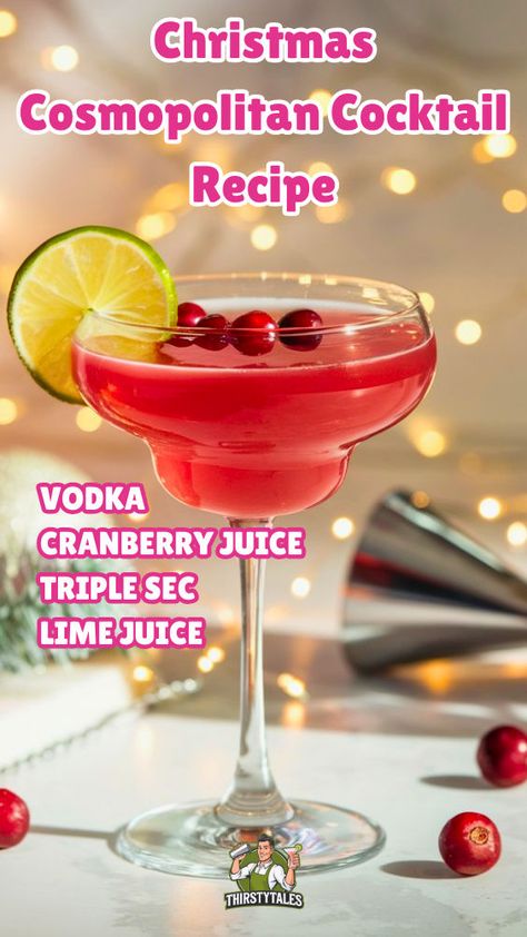 "🎄✨ Celebrate the festive season with our Christmas Cosmopolitan Cocktail Recipe! This delightful twist on the classic cosmopolitan features cherry vodka for a vibrant holiday flavor. Perfect for holiday parties, this specialty cocktail combines the elegance of classic vodka cocktails with a festive flair. Impress your guests with this easy-to-make Cosmo cocktail, perfect for toasting to the season!" Christmas Cosmopolitan, Cosmopolitan Drink Recipe, Christmas Cocktails Vodka, Christmas Vodka, Classic Vodka Cocktails, Cosmopolitan Cocktail Recipes, Cosmopolitan Drink, Cranberry Juice And Vodka, Cosmo Cocktail