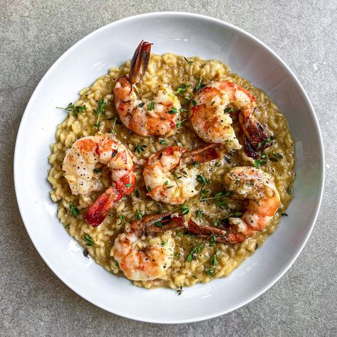 King Prawn Risotto - Zena's Kitchen Tiger Prawn Recipe, Prawn Risotto, Western Recipes, Bacon Risotto, Prawn Pasta, Prawn Dishes, Risotto Rice, Prawn Recipes, Risotto Recipe