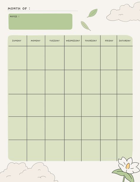 Green Monthly Planner Template, Green Monthly Planner, Aesthetic Monthly Planner Template, Goodnotes Monthly Planner, Green Calendar, Memo Pad Design, Samsung Notes, Ipad Essentials, Study Planner Printable