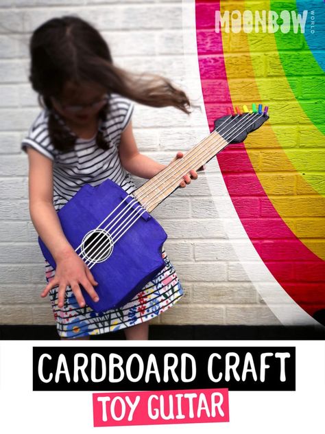 Craft Guitar, Toy Guitar, Guitar Crafts, Learning For Kids, Cardboard Craft, Steam Learning, Guitar Kids, Stem Steam, Stem Science