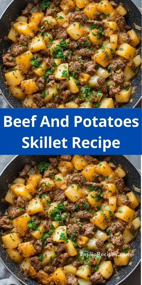 Craving a comforting dish that satisfies your taste buds? This Beef and Potatoes Skillet delivers rich flavors in one pan, offering a delicious balance of protein and carbs that your family will adore for dinner. Dinner Ideas Easy Beef, Beef Ground Recipes, Tasty Ground Beef Recipes, Simple Ground Beef Recipes, Delicious Ground Beef Recipes, Quick Beef Recipes, Make With Ground Beef, Quick Ground Beef Recipes, Potatoes Skillet