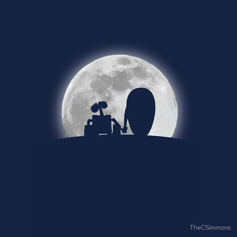 Wall•E and EVE in the Moonlight, Awwwww. Walle Y Eva, Wall E Movie, Wall E And Eve, Wall E Eve, Alien Aesthetic, Disney Wall, Wall E, Paint Art, Disney Fun