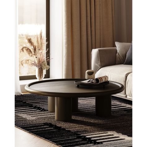 Modrest Strauss Contemporary Brown Ash Round Coffee Table - Bed Bath & Beyond - 39005892 Transitional Coffee Tables, Bourbon Room, Round Coffee Table Modern, Gimlet, Sofa End Tables, Contemporary Coffee Table, Coffee Tables For Sale, Nesting Coffee Tables, Contemporary Living Spaces