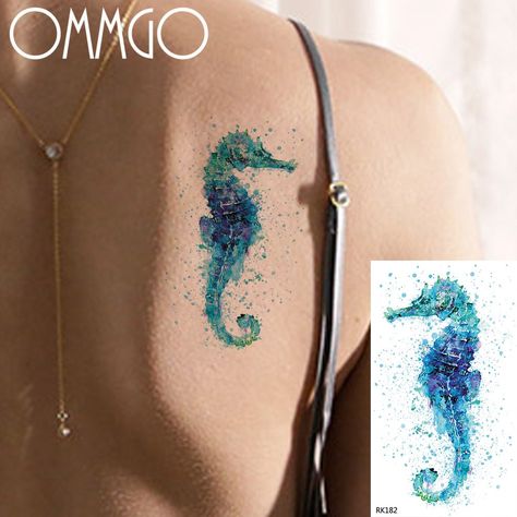 Hippocampus Tattoo, Seahorse Tattoo Design, Arm Women, Watercolor Seahorse, Temporary Tatoo, Seahorse Tattoo, Dove Tattoos, Unique Small Tattoo, Seahorse Art