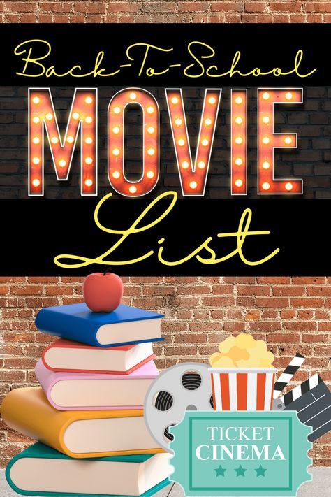 School Movie Day, Back To School Movie Night, Back To School Movies, Elementary School Movie Night, Movie Night School Event, Homeschool Movies Elementary, School Films Movies, Movie Night List, Middle School Movie