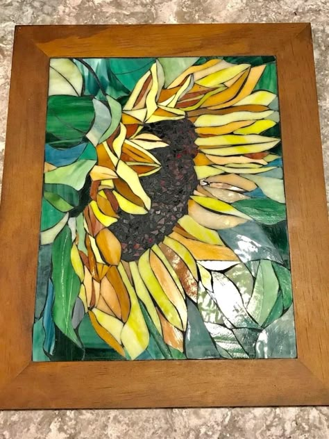 Sunflower Mosaic, Landscape Mosaic, Mosaic Art Diy, Mosaic Tile Designs, Stained Glass Studio, Mosaic Art Projects, Mosaic Stained, Glass Window Art, Mosaic Tile Art