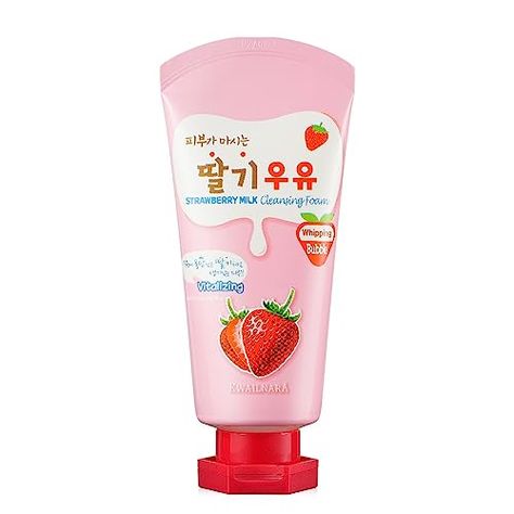 WELCOS KWAILNARA Milk Facial Cleansing Foam (120 ml / 4.06 Fl. oz) (Strawberry) Check more at https://swifttocart.com/shop/skincare-products/facial-cleansers/welcos-kwailnara-milk-facial-cleansing-foam-120-ml-4-06-fl-oz-strawberry/ Strawberry Milk Cleanser, Wonyoungism Skincare Products, Kwailnara Strawberry, Korean Lotion, Wonyoungism Skincare, Strawberry Skincare, Long Shiny Hair, Beautiful Skin Care, Milk Cleanser