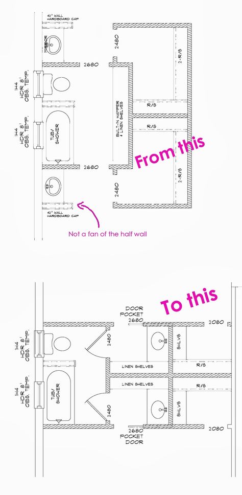 Shared Bathroom Layout, Jack And Jill Bathroom Ideas Layout, Jack And Jill Bathroom Layout, Kids Bathroom Layout, Bathroom Floorplan, Jack N Jill Bathroom Ideas, Bathroom Plan, Bathroom Layouts, Bathroom Plans