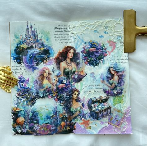 Mermaid Scrapbook, Collage Scrapbook, Beautiful Journals, Mermaid Theme, Journaling Ideas, Mermaid Art, Scrapbook Inspiration, Little Mermaid, Journal Ideas