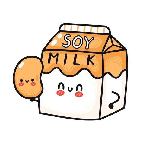 Milk Drawing, Milk Cartoon, Milk Art, Cute Mask, Food Cartoon, Wooden Scoop, Milk Box, Soy Products, Simple Canvas Paintings