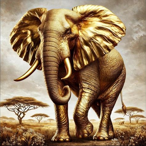 🐘✨ Golden Elephant Majesty ✨🐘 Step into the wild with this incredible Golden Elephant Art! This luxurious, one-of-a-kind digital artwork captures the strength, grace, and majesty of one of nature’s most powerful creatures. The intricate golden details and rich tones bring this stunning creature to life, making it a perfect statement piece for your home. Whether you love wildlife, luxury art, or unique decor, this is your chance to own a truly exclusive piece. Only one copy available—don’t mis... Elephant Walking, Golden Elephant, Majestic Elephant, Elephant Artwork, African Savannah, Elephant Walk, 3d Art Drawing, Wildlife Decor, Gold Elephant