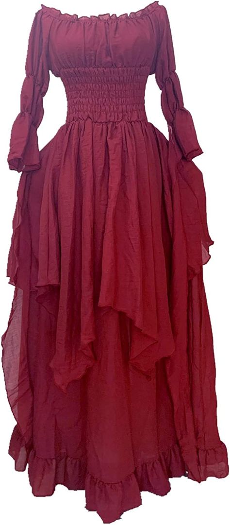 Victorian Peasant Dress, Plus Size Ren Faire Costume, Red Fantasy Dress, Victorian Peasant, Ren Faire Dress, History Dress, Goth Things, Ren Faire Costume, Victorian Dresses