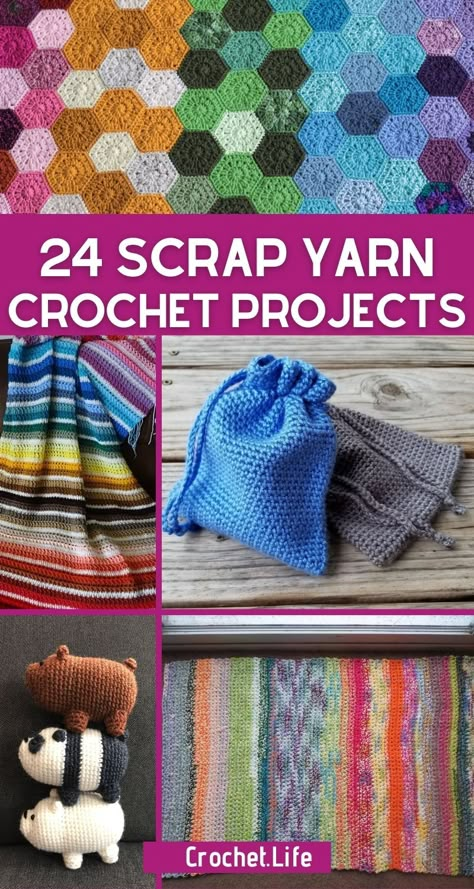 Scrap Yarn Crochet Patterns, Cotton Yarn Crochet Projects, Scrap Yarn Crochet Projects, Scrap Yarn Ideas, Scrappy Crochet, Aesthetic Crochet Bag, Leftover Yarn Project, Simple Crochet Bag, Yarn Crochet Projects