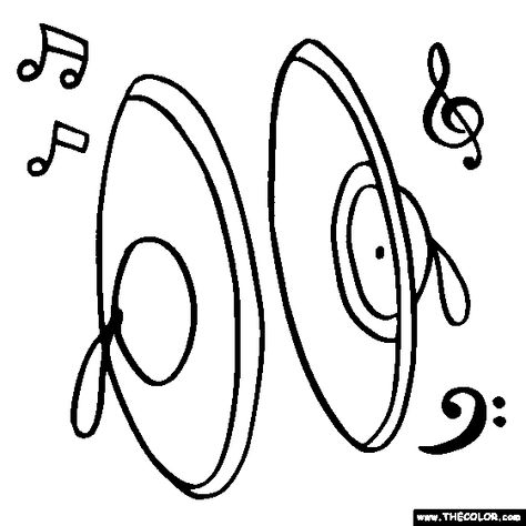 Hand Cymbals Coloring Page Cymbals Drawing, Cymbals Instrument, Learning Music Notes, Pages To Color, Crayon Drawings, Festival 2022, Music Coloring, Hand Pictures, Online Coloring Pages