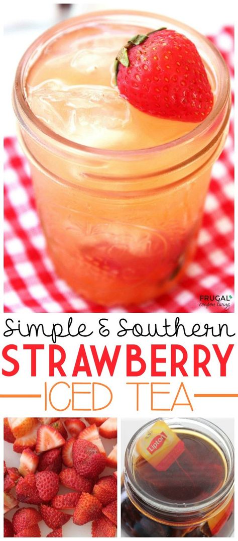 Simple, Southern, and Sweet - with good southern food comes a glass of sweet iced tea. We love this Southern Strawberry Tea Recipe perfect with a tall glass filled with ice. Great summer beverage idea! Strawberry Sweet Tea, Cold Drinks Recipes, Gestational Hypertension, Sweet Tea Recipes, Hypertension Diet, Easy Teas, Jamba Juice, Strawberry Tea, Iced Tea Recipes