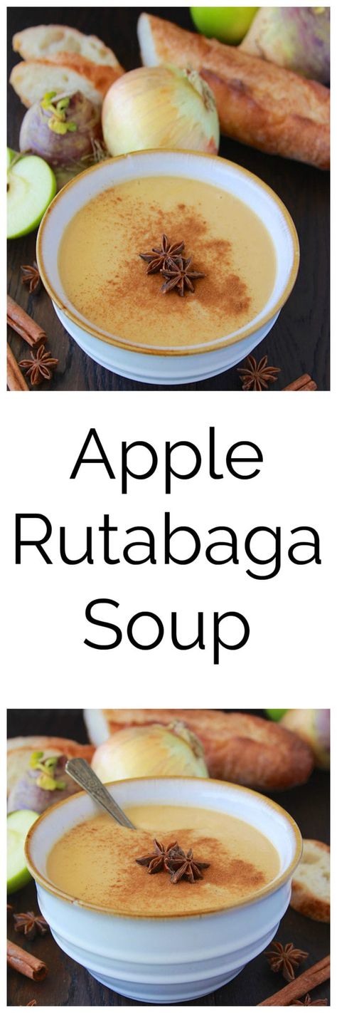 Apple Rutabega Soup is a sweet and savory delight- it's a must make this fall! www.cookingwithruthie.com Rutabaga Soup, Autumn Bowl, Rutabaga Recipes, Turnip Vegetable, Apple Soup, Fall Green, Best Soup Recipes, Vegetable Soup Recipes, Healthy Benefits