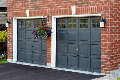 Quick and Easy Garage Door Updates for Instant Curb Appeal - Modernize Brick House Colors, Red Brick House Exterior, Garage Door Colors, Best Exterior Paint, House Paint Color Combination, Door Paint, Exterior House Paint Color Combinations, Red Brick House, Brick Exterior House