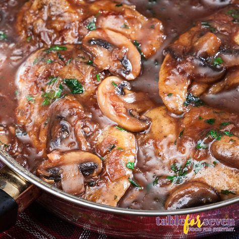 Carrabbas Chicken Marsala Recipe - Table for Seven Chicken Marsala Sauce, Carrabbas Recipes, Ina Garten Chicken, Chicken Marsala Recipe, Marsala Sauce, Marsala Recipe, Marsala Chicken Recipes, Ina Garten Recipes, Marsala Wine