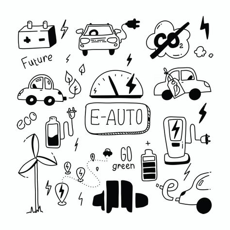 E car Doodle set Green energy and e Auto Sketch ecology transport Clean auto CO2 neutral Rechargeable car Emissions co2 Vector collection Car Doodles Easy, Cars Doodle, Nutrition Brochure, Car Doodles, Embroidery Journaling, Car Doodle, Bison Board, Baby Boy Crochet Blanket, Inktober 2024