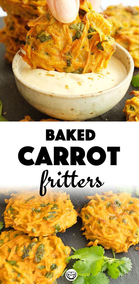 Carrot Fritters, Baked Carrots, Gluten Free Sides Dishes, Fritter Recipes, Vegetarian Appetizers, Carrot Recipes, 5 Ingredient, Vegetarian Recipes Healthy, Veggie Dishes