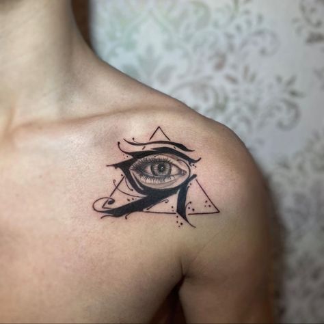 Eye On Shoulder Tattoo, Eye Tattoo Shoulder, Horus Eye Tattoo, Jay Alvarez, Horus Eye, Tattoo On Shoulder, Tattoos For Women Half Sleeve, Warrior Tattoos, Eye Tattoo