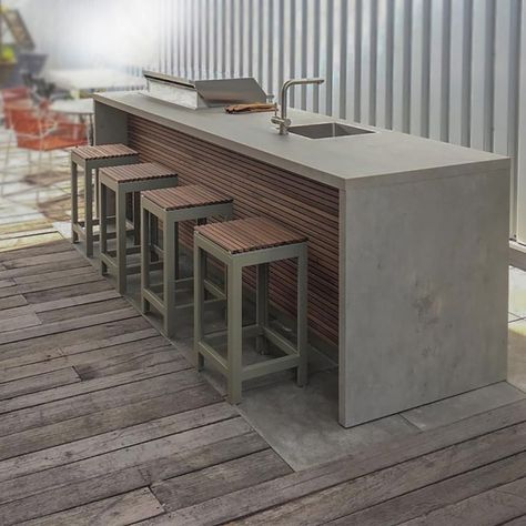 CUBIC C1 with Stools Luxury Outdoor Kitchen, Bbq Bar, Outdoor Bbq Area, Outdoor Island, Outdoor Barbeque, Modern Outdoor Kitchen, Patio Pergola, Bbq Island, Outdoor Kitchen Island