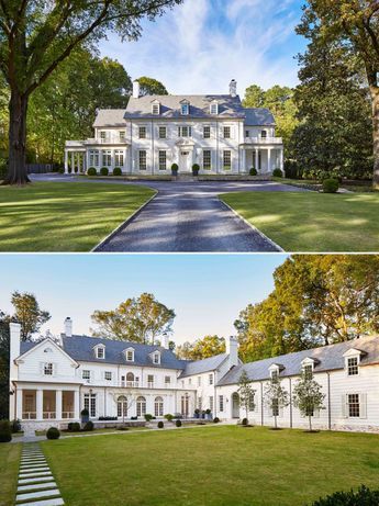 This colonial revival estate in Memphis, Tennessee is a quintessential example of classical elegance in American architecture. Southern Mansion Aesthetic, Bloxburg Colonial House, Country Estate Interior, Colonial Revival House Exterior, Greek Revival Exterior, French Colonial Homes, Colonial Revival Interior, French Chateau Style Homes, Colonial House Exterior