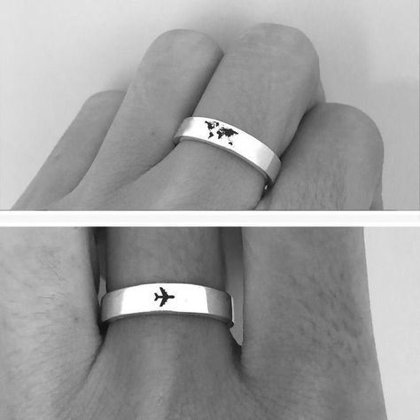 Travel Ring, خواتم خطوبة, Cute Promise Rings, Matching Couple Rings, Couple Ring Design, Expensive Jewelry Luxury, Airplane Travel, Jewelry Accessories Ideas, Couple Jewelry