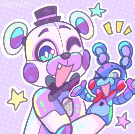 Art by Zamydazzle on Twitter Bon Bon Fnaf, Fnaf Golden Freddy, Funtime Freddy, Fnaf 5, Fnaf Oc, Fnaf Freddy, Fnaf Sl, Fnaf Sister Location, Cute Funny Cartoons