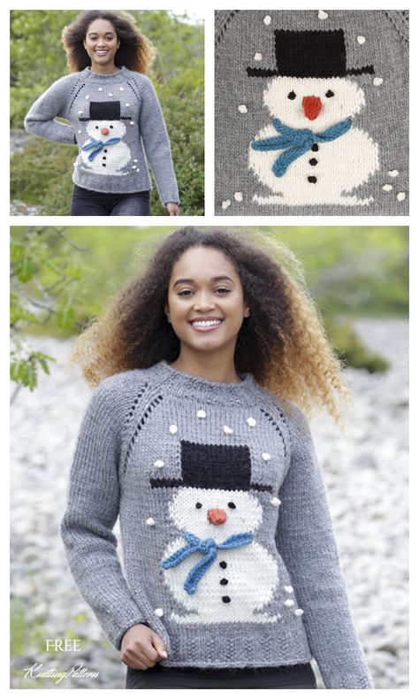 Snowman Sweater Free Knitting Patterns - Knitting Pattern Knitted Christmas Jumpers, Christmas Knitting Patterns Free, Snowman Sweater, Jumper Pattern, Jumper Patterns, Jumper Knitting Pattern, Christmas Knitting Patterns, Christmas Jumper, Sweater Knitting Patterns