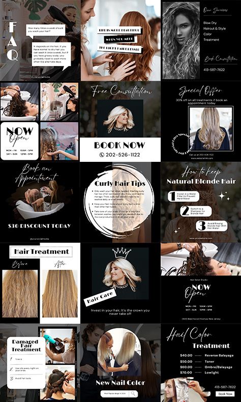 READY TO POST HAIR SALON PREMIUM INSTAGRAM TEMPLATES 🔥 Collection of 50 Instagram Post 🔥 Instagram Posts and Stories Templates are a perfect way to engage with your audience 🔥 Instagram highlight cover bonus 20 🔥 Aestethic, stylish, minimalistic haircare instagram templates. Will help to make your profile more recognisable. Hair Product Instagram Feed, Hairdressing Instagram Ideas, Instagram Feed Ideas Hair Salon, Hair Dresser Instagram Feed, Hair Salon Instagram Feed, Hair Salon Ig Post, Haircut Salon, Hair Care Business, Hair Salon Pictures