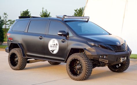 Toyota’s Badass Black Minivan Tempt Dads Everywhere Toyota Racing Development, Mini Vans, 4x4 Van, Cool Vans, Chrysler Pacifica, Web Images, Toyota Sienna, Utility Vehicles, Minivan