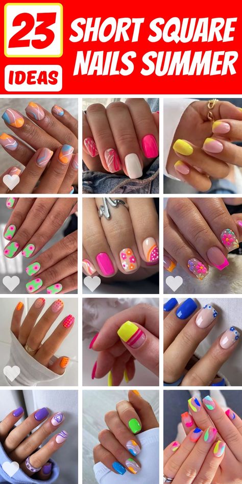 Discover the ultimate collection of short square nails summer designs that are as stylish as they are simple. Explore a variety of ideas from pink and blue hues to tapered and oval shapes. Whether you`re looking for something cute for a day out or classy for an evening event, these nail designs are a perfect pick. Finger Nails Design Latest Fashion, End If Summer Nail Ideas, Cute Summer Nails Short Simple, Short Square Gel X Nails, Summer Short Nail Designs, Cute Nail Ideas For Kids, Cute Summer Nails 2024 Simple, Short Nail Designs Simple, Summer Square Nails