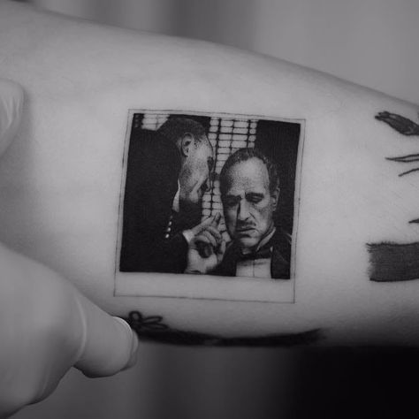 Jack Nicholson The Shining, The Godfather Wallpaper, Godfather Tattoo, Framed Tattoo, Movie Tattoo, Movie Tattoos, Book Tattoo, Tattoo Cover-up, Jack Nicholson