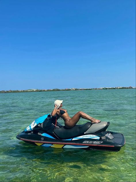 Jetski Black Woman, Jet Ski Black Women, Jet Ski Pictures Black Women, Jet Ski Outfit Black Women, Jetski Pictures Aesthetic, Jet Ski Poses, Jet Ski Pictures Instagram, Jetski Poses, Jetski Outfit Women