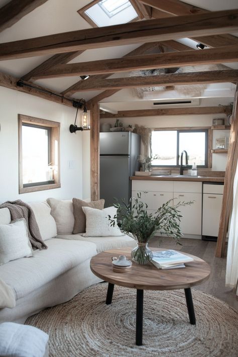 5 Cozy Tiny Home Living Rooms  If you think that style and comfort can only be achieved in spacious areas, prepare to have your ideas transformed. Our latest post reveals the surprisingly cozy and inviting living rooms of five tiny homes, proving size doesn't always matter. Get ready to redefine your concept of living large as…  Read more: https://tastyinteriors.com/5-cozy-tiny-home-living-rooms/ Tiny Cabin Living Room, Mini Cabin Interior, Tiny House California, Tiny House Fireplace, Tiny Home Living Room, Tiny Cabin Living, Tiny House Living Room Ideas, Cozy Tiny Home, Tiny Interior