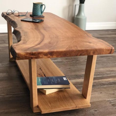 Rustic Wood Coffee Table, Wood Coffee Table Rustic, Wood Shoe, Live Edge Furniture, Live Edge Coffee Table, Mid Century Modern Coffee Table, Bench Ideas, Shoe Bench, Wood Coffee Table