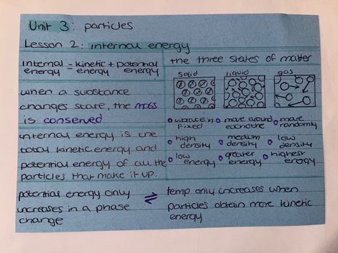 Lesson 2 : internal energy #aqa #physics #revision #gcse #gcsephysics #notes #particles #internalenergy Gcse Physics Revision, Physics Revision, Gcse Science Revision, Gcse Physics, Exam Revision, Science Revision, Internal Energy, Gcse Revision, Potential Energy