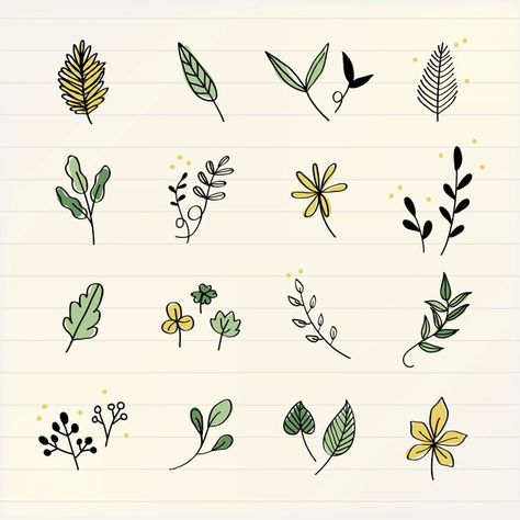 Various leaves doodle collection vector ... | Free Vector #Freepik #freevector #background #pattern #icon #hand Church Doodles, Leaves Doodle, Badge Template, Mosaic Pictures, Leaf Drawing, Elegant Business Cards, Bullet Journal Doodles, Flower Doodles, Journal Doodles