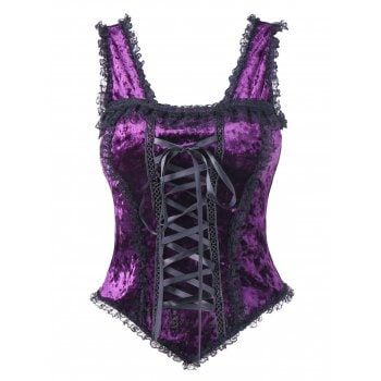 Purple Corset Outfit, Corset Outfit Goth, Dark Purple Corset, Purple Steampunk, Purple Corset Top, Lace Up Front Top, Cheap Corset, Purple Corset, Color Combos Outfit