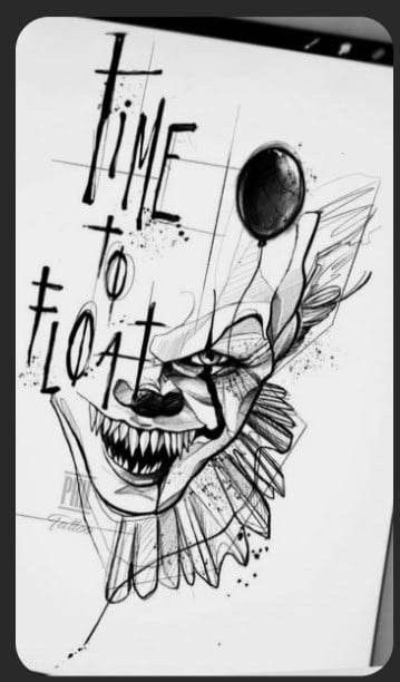 Pennywise Tattoo, Dark Disney Tattoo, It Sketch, Pen Art Work, Demon Tattoo, Aries Tattoo, Half Sleeve Tattoos For Guys, Tattoo Stencil Outline, Horror Tattoo