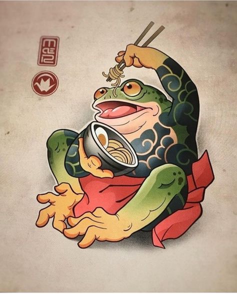 Lj Tattoo, Japanese Frog Tattoo, Armpit Tattoo, Traditional Japanese Tattoo Flash, Frosch Illustration, Japan Dragon, Japanese Frog, Frog Tattoo, Tattoo Meanings